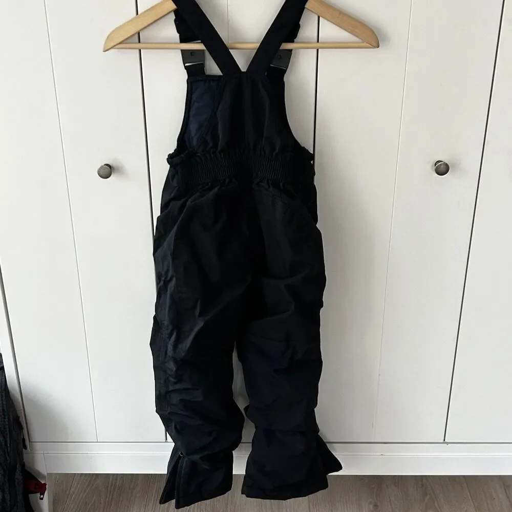 Lands' End Snow Pants Overalls Size 4 Black Grow-A-Longs Ski Outdoors Sled